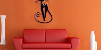 Часы кошка силуэт