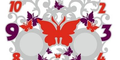 Часы фоторамка с узорами бабочками