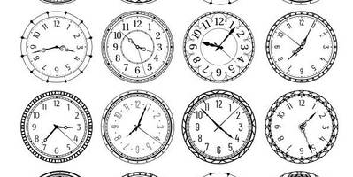 Часы набор векторных циферблатов - 24 шт