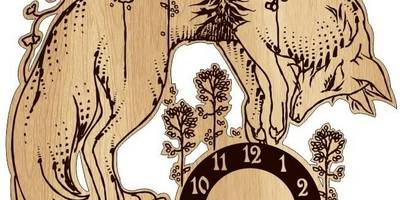 Часы с узором для гравировки лиса