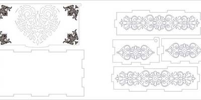 Шкатулка прямоугольная с сердцем и орнаментом