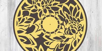 Часы цветы черно желтые