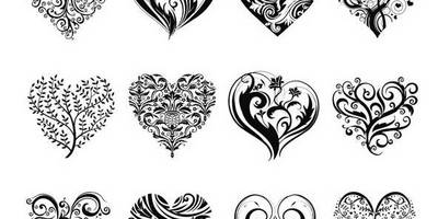 8 марта сердца с орнаментами и узорами