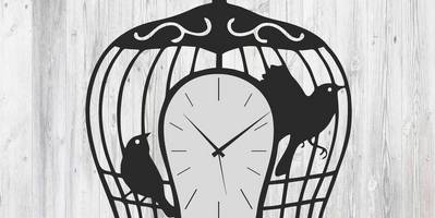 Часы заготовка птички в клетке