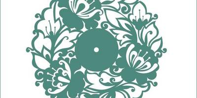 Часы орнамент зеленый цветы