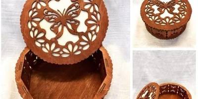 Шкатулка многогранная с бабочкой на крышке