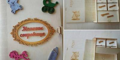 Шкатулка книжка мамины сокровища из 3 мм фанеры