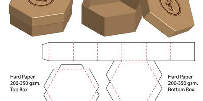 Развертка коробки из картона шестиугольной