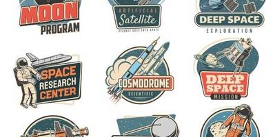 Ретро космос эмблемы