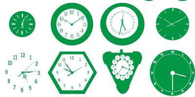 Часы набор векторов циферблатов зеленых