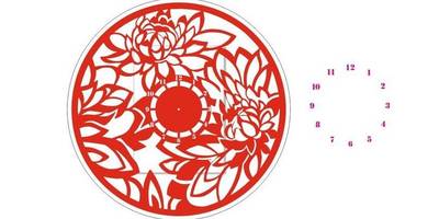 Часы орнамент красные цветы