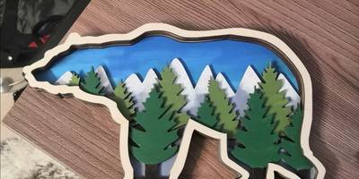 Подарок на 8 марта многослойный магнит медведь