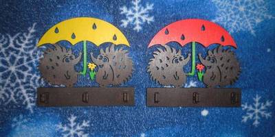 Ключница Ежики под зонтиками 80