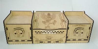 Шкатулка тройная с гравировкой