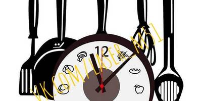 Часы на кухню в виде ложек и сковородки