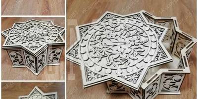 Шкатулка многогранная звезда с узорами