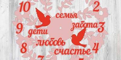 Часы розовые семья забота дети любовь