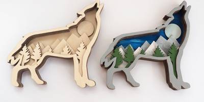 Подарок на 8 марта многослойный магнит волк