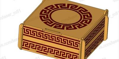 Шкатулка квадратная с геометрическим орнаментом