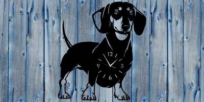 Часы силуэт собаки породы такса