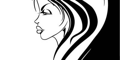 Портрет-силуэт девушки черно-белый