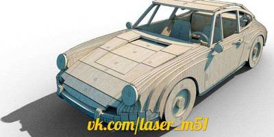 Автомобиль Порше (Porsche) сборная модель для лазерной резки