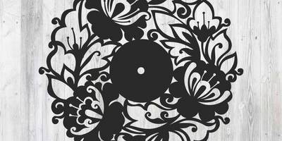 Часы орнамент цветочки