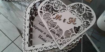 Шкатулка сердце ажурное свадебное