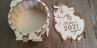 Шкатулка круглая в виде бычка