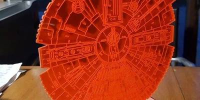 Star wars millenium falcon and stand 3d optical illusion lamp dxf