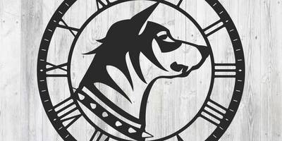 Часы силуэт головы собаки