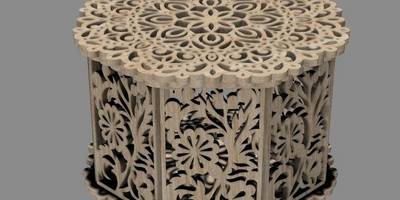 Шкатулка многогранная со сквозными узорами цветов