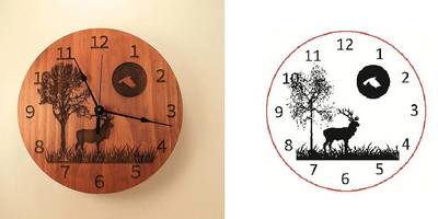 Часы олень под деревом и луной