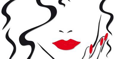 Девушка яркие губы и ногти