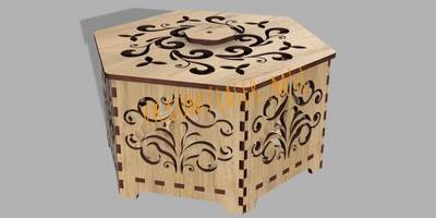 Шкатулка многогранная 15х15х8 со сквозным орнаментом