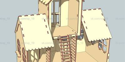 Кукольный домик 2 этажа с балконом