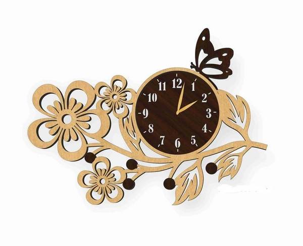 Часы цветущая ветка с бабочкой
