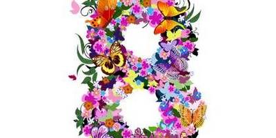 8 марта восьмерка из цветов и бабочек