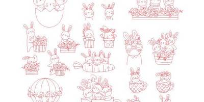 Милые зайки для контурной гравировки