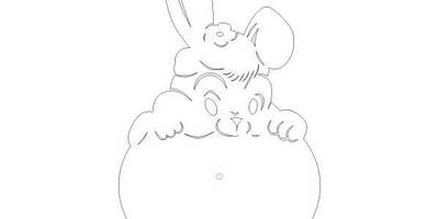 Часы силуэт зайки обнимающего циферблат