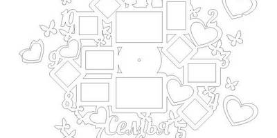 Часы фоторамка семья 590х590