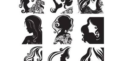 Женские волосы силуэтами