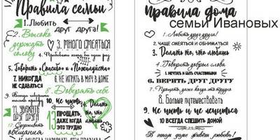Табличка правила дома и семьи
