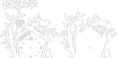 Часы семья в силуэте домика