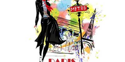 Paris modern фон с девушкой