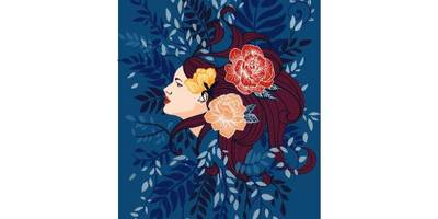 Девушка с цветками в волосах