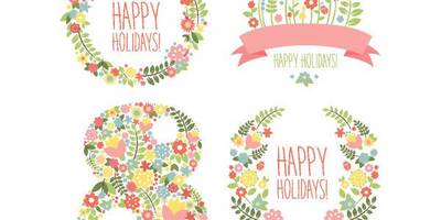 Цветочные элементы и рамки на 8 марта