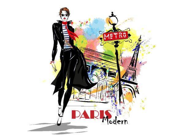 Paris modern фон с девушкой